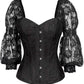 Top Drawer Black w/Black Lace Steel Boned Long Sleeve Corset - Daisy Corsets