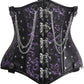 Top Drawer Black/Purple Steel Boned Underbust Corset w/Chains and Clasps - Daisy Corsets