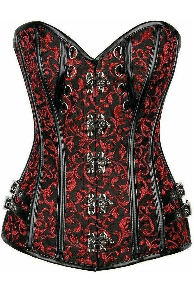 Top Drawer Brocade & Faux Leather Steel Boned Corset - Daisy Corsets