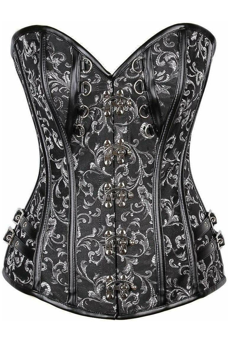 Top Drawer Brocade & Faux Leather Steel Boned Corset - Daisy Corsets