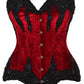 Top Drawer Dark Red Velvet & Beaded Steel Boned Overbust Corset - Daisy Corsets