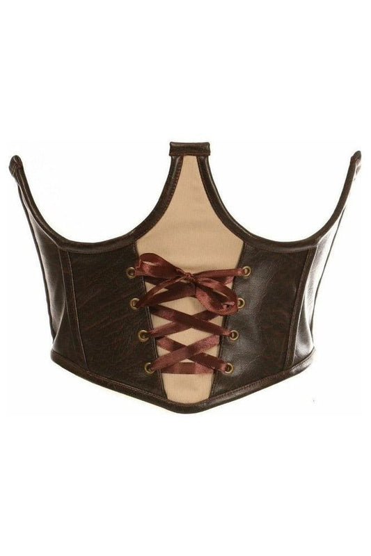 Top Drawer Faux Leather Steel Boned Lace - Up Open Cup Waist Cincher - Daisy Corsets