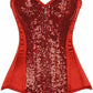 Top Drawer Red Sequin Steel Boned Corset - Burlesque Dancer