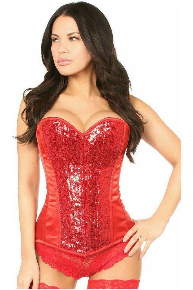 Top Drawer Red Sequin Steel Boned Corset - Daisy Corsets