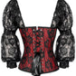 Top Drawer Red w/Black Lace Steel Boned Long Sleeve Corset - Daisy Corsets