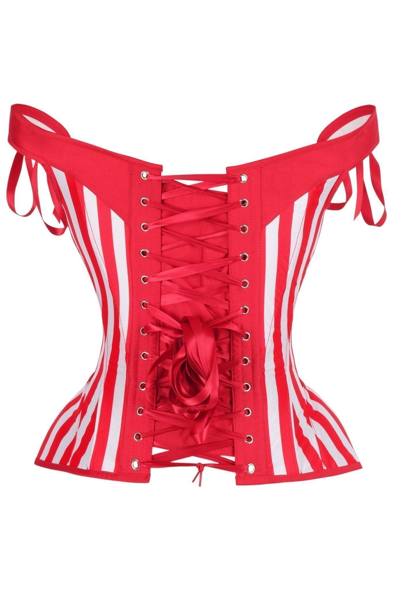 Top Drawer Red/White Striped Steel Boned Corset w/Straps - Daisy Corsets