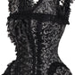 Top Drawer Silver/Black Swirl Brocade & Lace Steel Boned Corset w/Cap Sleeves - Daisy Corsets