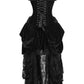 Top Drawer Steel Boned Black Velvet Victorian Bustle Corset Dress - Daisy Corsets