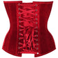 Top Drawer Steel Boned Dark Red Velvet Plunge Neckline Overbust Corset - Daisy Corsets