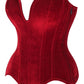 Top Drawer Steel Boned Dark Red Velvet Plunge Neckline Overbust Corset - Daisy Corsets