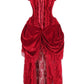Top Drawer Steel Boned Dark Red Velvet Victorian Bustle Corset Dress - Daisy Corsets