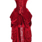 Top Drawer Steel Boned Dark Red Velvet Victorian Bustle Corset Dress - Daisy Corsets