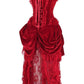 Top Drawer Steel Boned Dark Red Velvet Victorian Bustle Corset Dress - Daisy Corsets