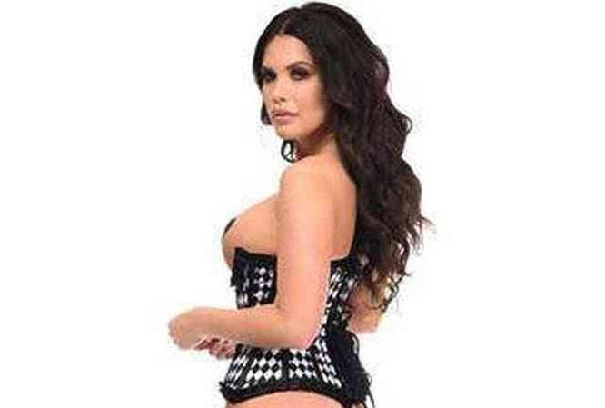 Top Drawer Steel Boned Diamond Print Underwire Curvy Cut Waist Cincher Corset - Daisy Corsets
