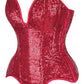 Top Drawer Steel Boned Red Sequin Plunge Neckline Overbust Corset - Daisy Corsets