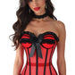 Top Drawer Steel Boned Red/Black Mesh Underwire Bustier Corset - Daisy Corsets