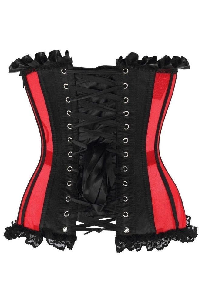 Top Drawer Steel Boned Red/Black Mesh Underwire Bustier Corset - Daisy Corsets