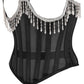 Top Drawer Steel Boned Sheer Underwire Waist Cincher w/Fringe - Daisy Corsets