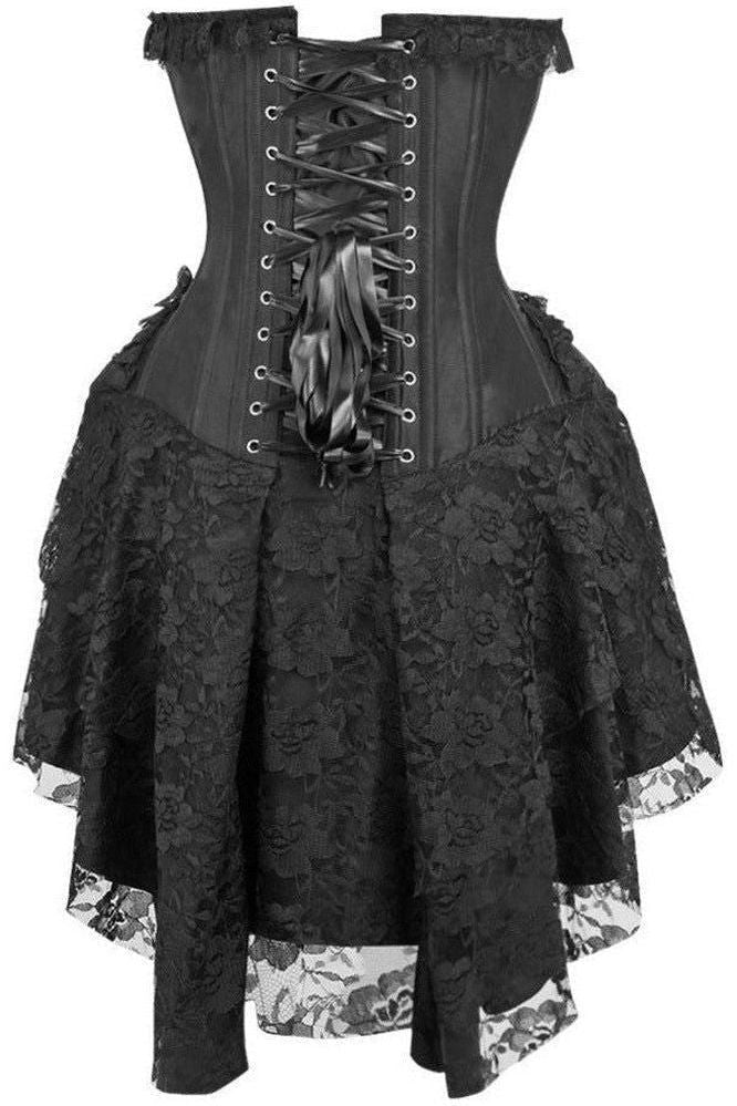 Top Drawer Steel Boned Strapless Black Lace Victorian Corset Dress - Daisy Corsets