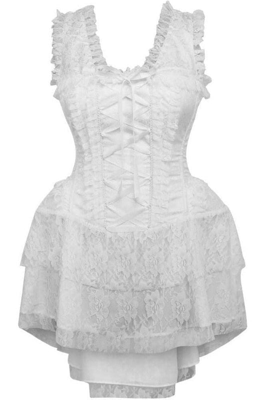 Top Drawer Steel Boned White Lace Victorian Corset Dress - Daisy Corsets