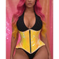 Top Drawer Yellow/Pink Holo Double Steel Boned Underbust Waist Cincher Corset - Daisy Corsets