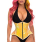 Top Drawer Yellow/Pink Holo Double Steel Boned Underbust Waist Cincher Corset - Daisy Corsets