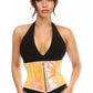 Top Drawer Yellow/Pink Holo Steel Boned Mini Cincher - Daisy Corsets