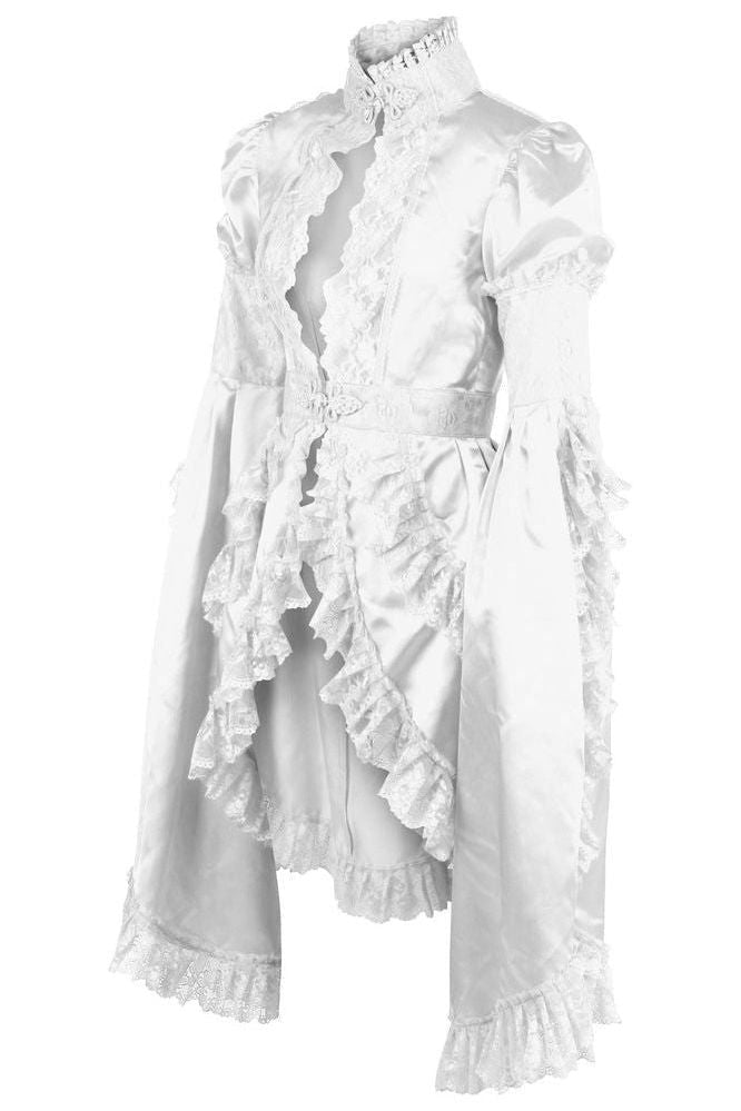 White Satin & Lace Ruffled Jacket - Daisy Corsets