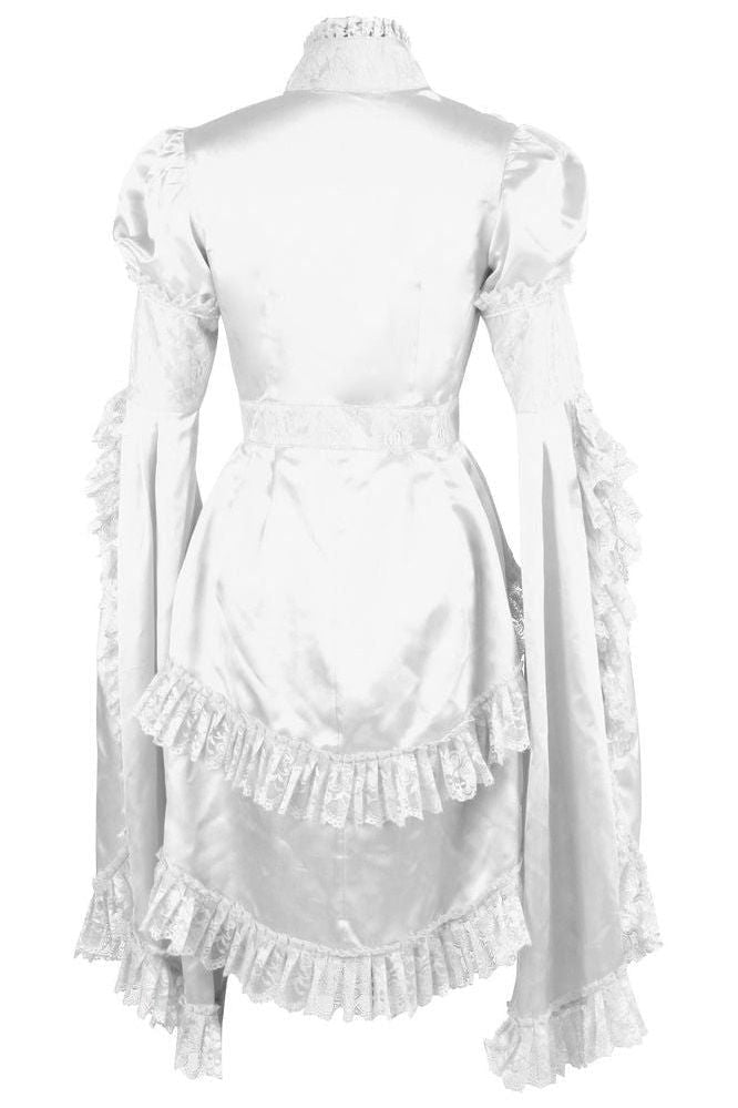 White Satin & Lace Ruffled Jacket - Daisy Corsets