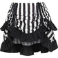 White/Black Striped Ruched Bustle Skirt - Daisy Corsets