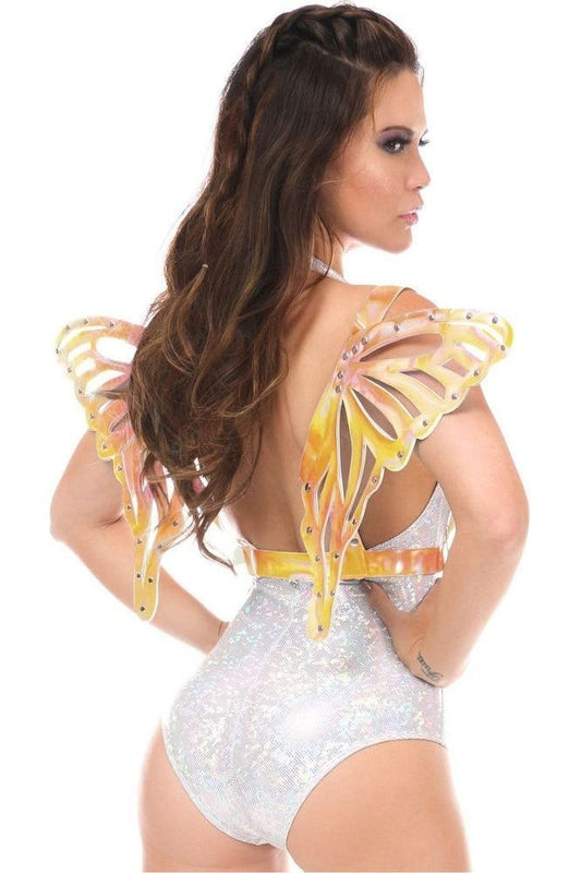 Yellow/Pink Holo Large Butterfly Wing Body Harness - Daisy Corsets