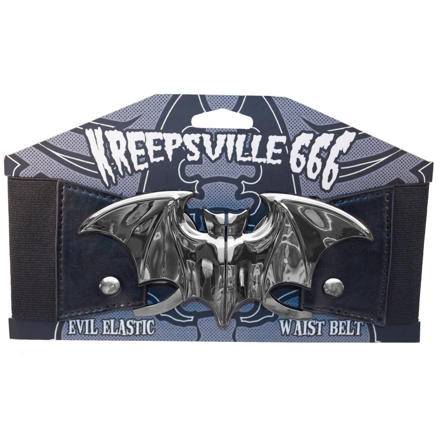 Elastic Waist Belt Bat Silver Goth Hip Crypt Kreepsville