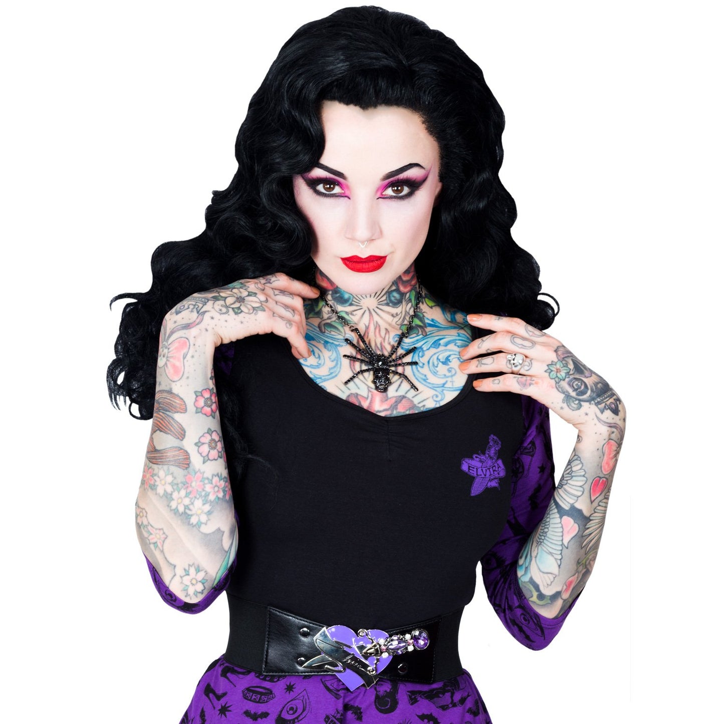 Elvira Comic Icons Purple Skater Dress
