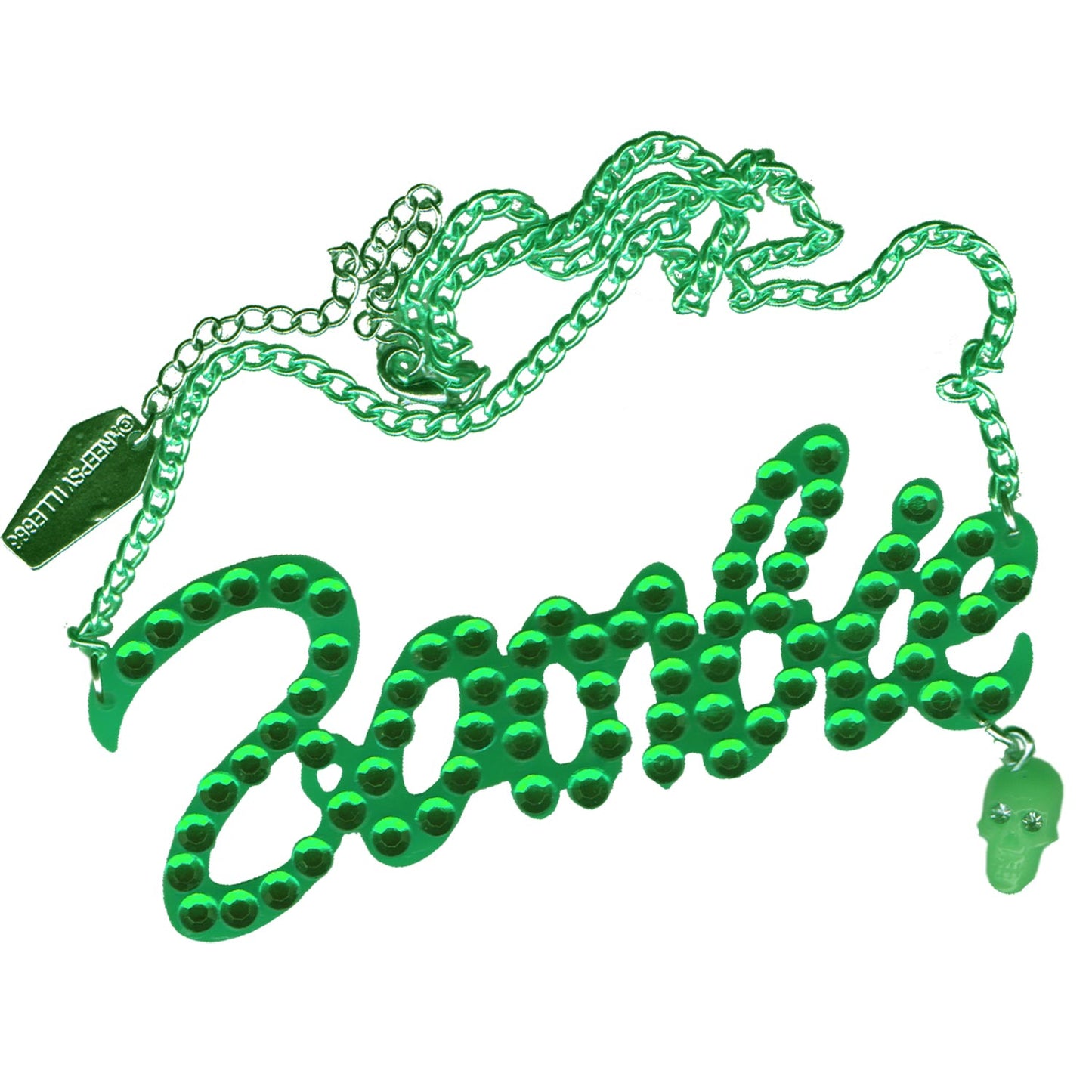 Green Diamonte Zombie Necklace