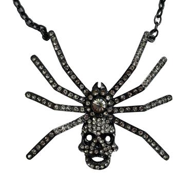 Dia Spider Skull Necklace Clear