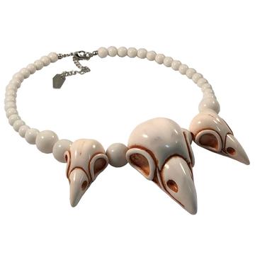 Crow Skull Collection Necklace White