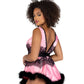 LI480 - 2PC Satin & Lace Babydoll with Tie & Faux Feather Detail