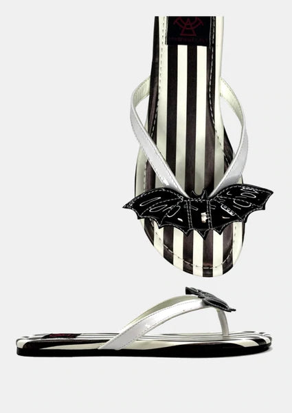 Betty Bat Black/White Striped Sandal