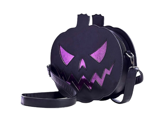 Sparkle Pumpkin Purse Black Purple Bag Handbag Hip Crypt Halloween Horror Sourpuss Clothing