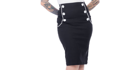 Vivian Wiggle Skirt in Black/White