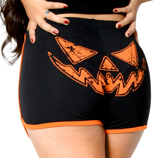 Pumpkin Trick Or Treat Womens Running Shorts Booty Shorts Halloween Hip Crypt Kreepsville