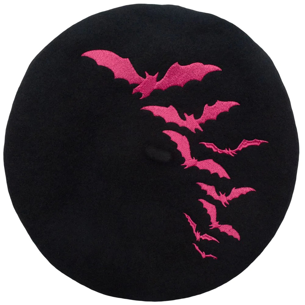 Bat Repeat Pink Beret Hat