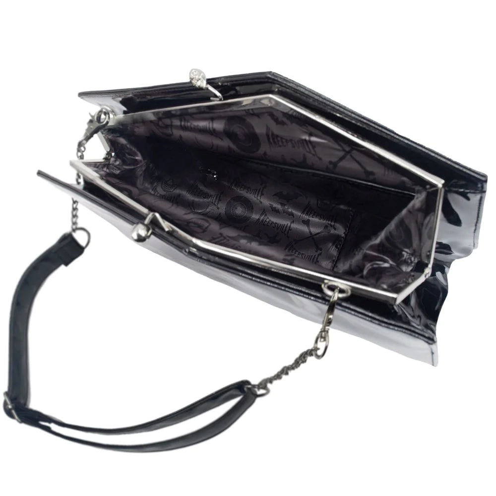 Vincent Price Skull Kiss Lock Deluxe Coffin Handbag