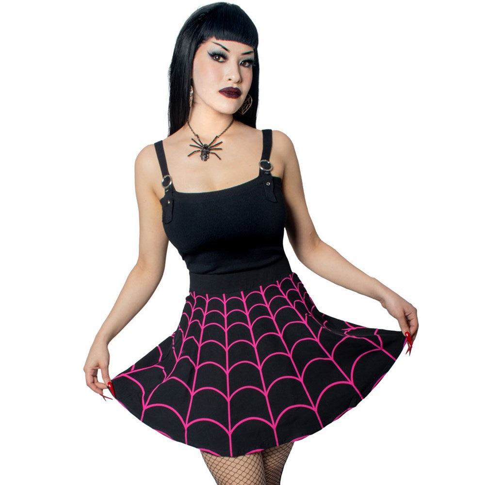 Spiderweb Pink Skater Skirt