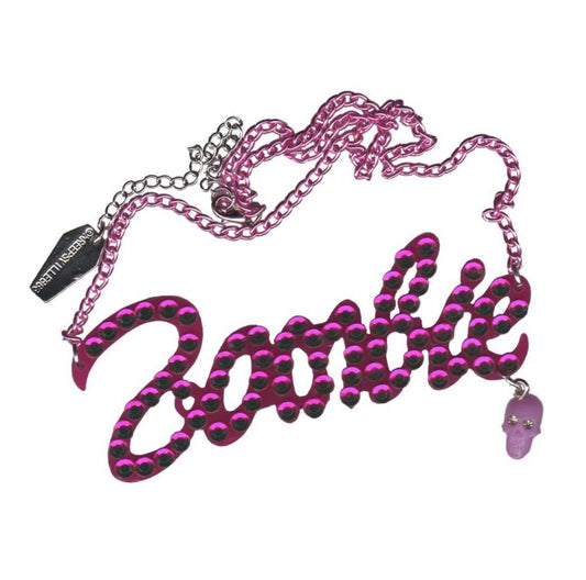 Pink Diamonte Zombie Necklace
