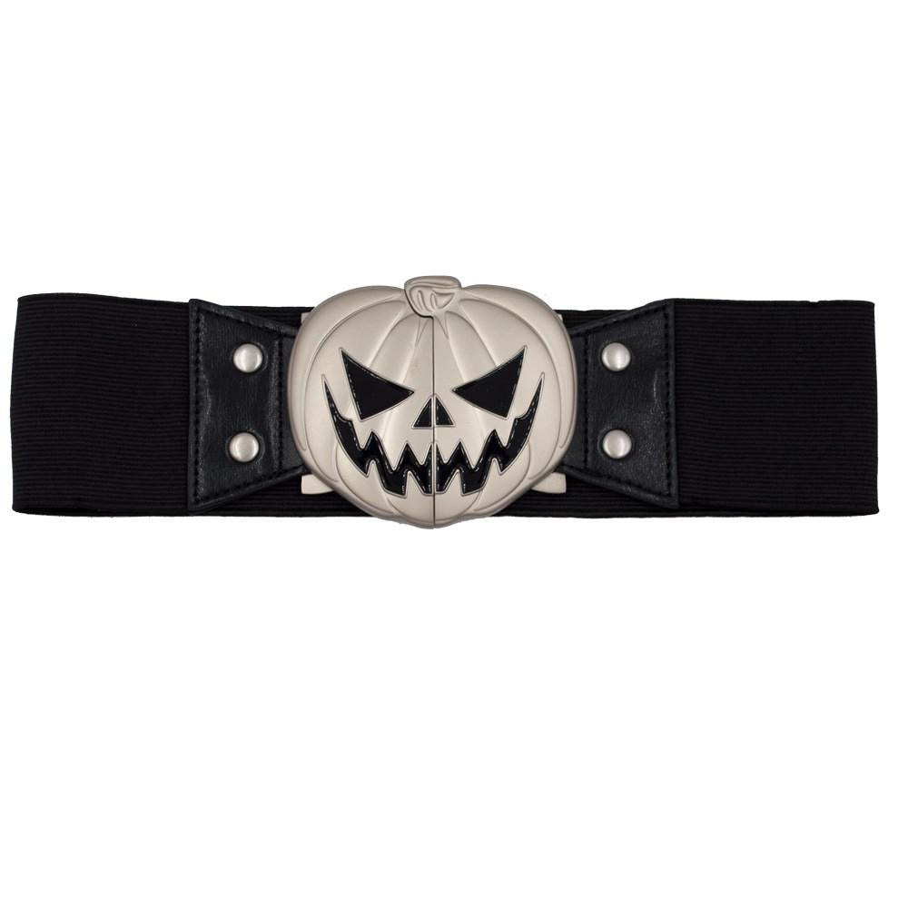 Elastic Waist Belt Trick Or Treat Pumpkin Black