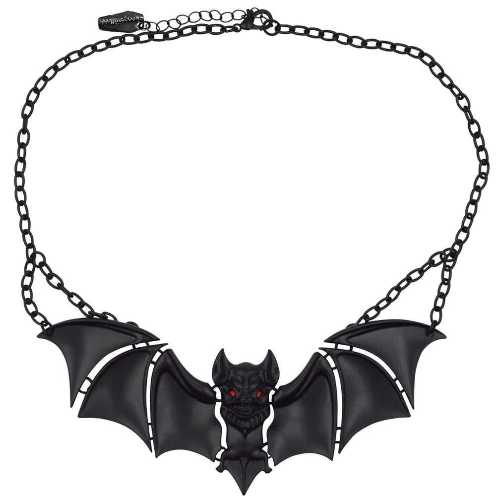 Creature Of The Night Bat Black Necklace Goth Hip Crypt Jewelry Kreepsville