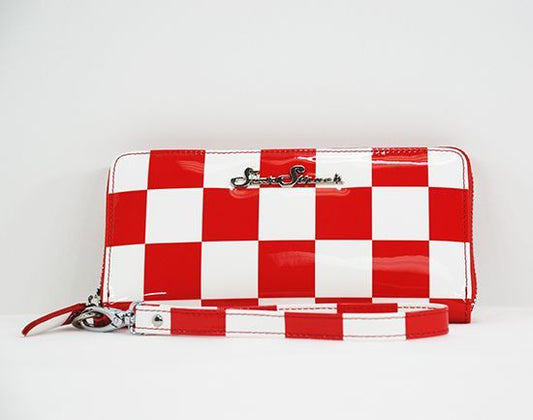 Red and White Checkerboard Wallet/Wristlet
